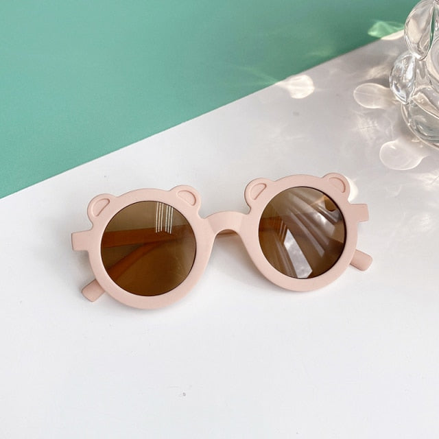 Kids Cute Cartoon Bear Shape Round Sunglasses