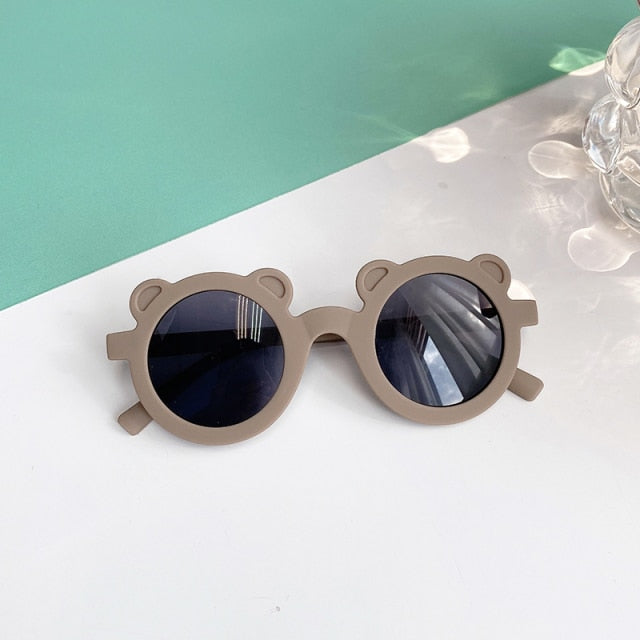 Kids Cute Cartoon Bear Shape Round Sunglasses