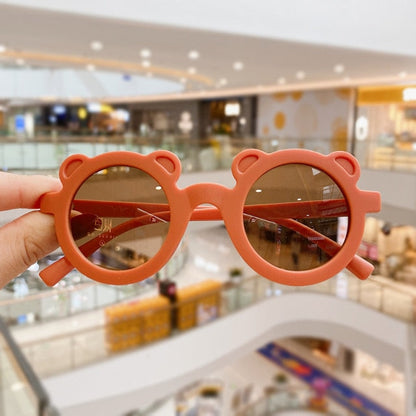 Kids Cute Cartoon Bear Shape Round Sunglasses