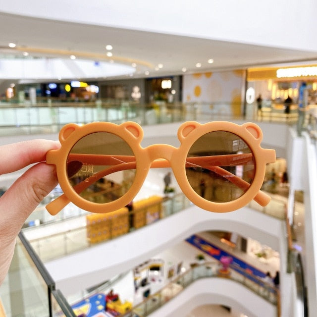 Kids Cute Cartoon Bear Shape Round Sunglasses