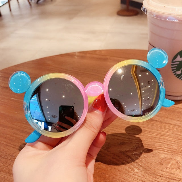 Kids Cute Cartoon Bear Shape Round Sunglasses