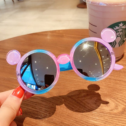 Kids Cute Cartoon Bear Shape Round Sunglasses