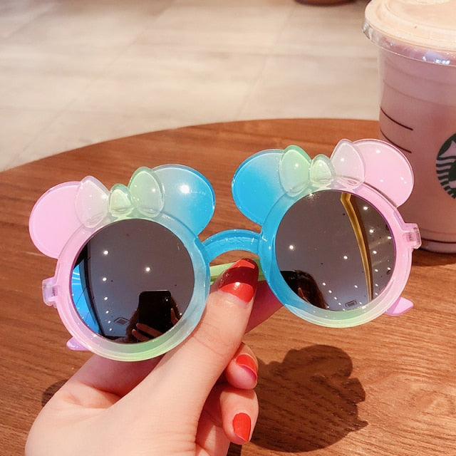 Kids Cute Cartoon Bear Shape Round Sunglasses
