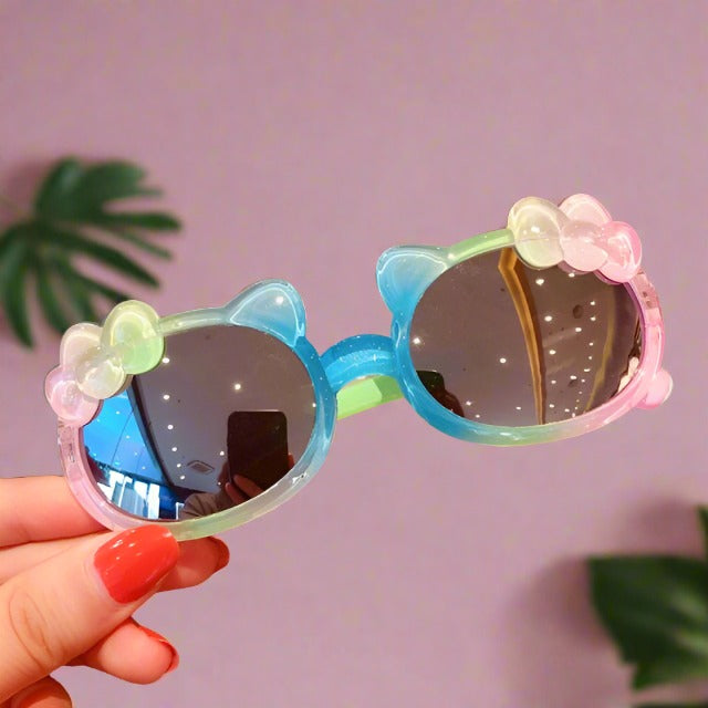 Kids Cute Cartoon Bear Shape Round Sunglasses