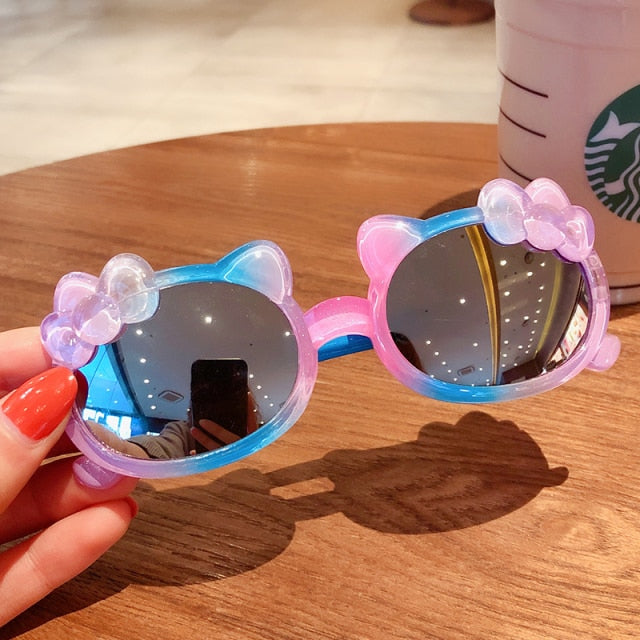 Kids Cute Cartoon Bear Shape Round Sunglasses
