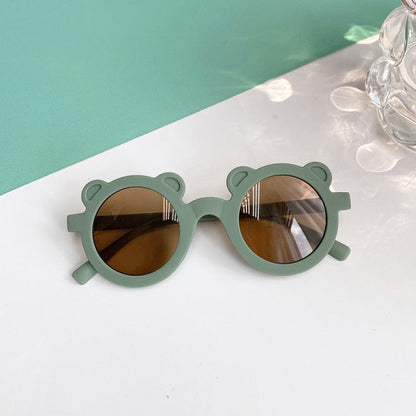 Kids Cute Cartoon Bear Shape Round Sunglasses