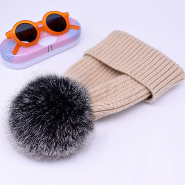 Fox Fur Pompom Hats