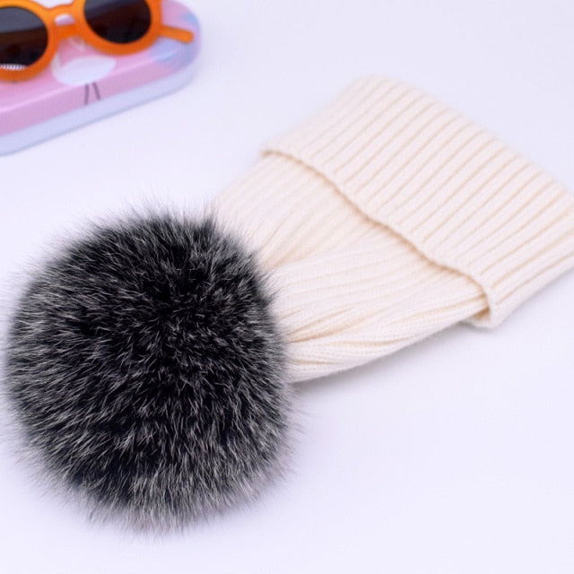 Fox Fur Pompom Hats