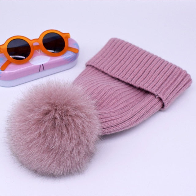 Fox Fur Pompom Hats
