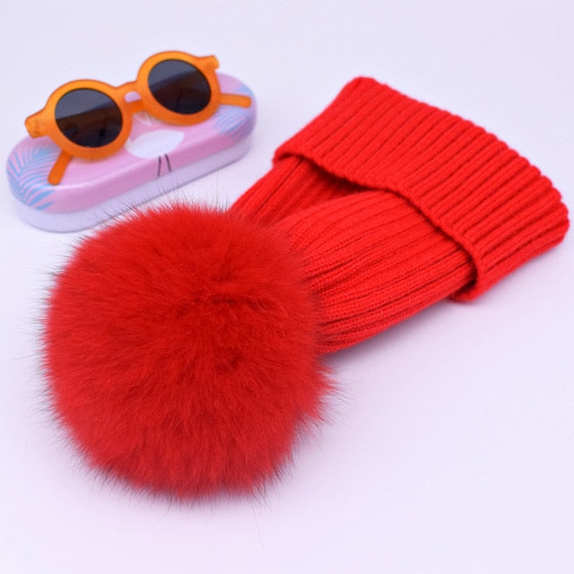 Fox Fur Pompom Hats