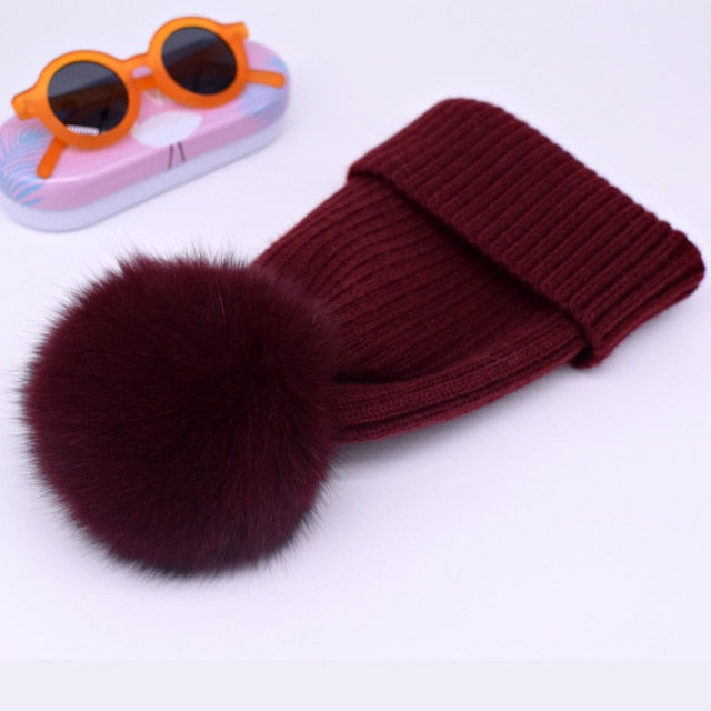 Fox Fur Pompom Hats