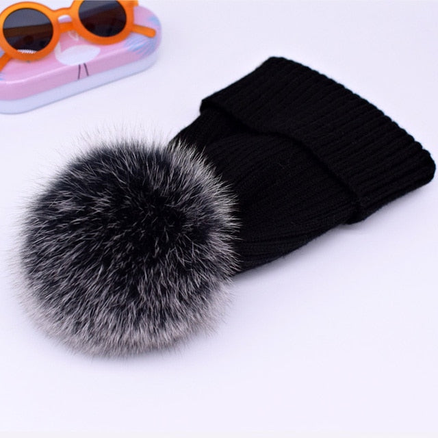 Fox Fur Pompom Hats