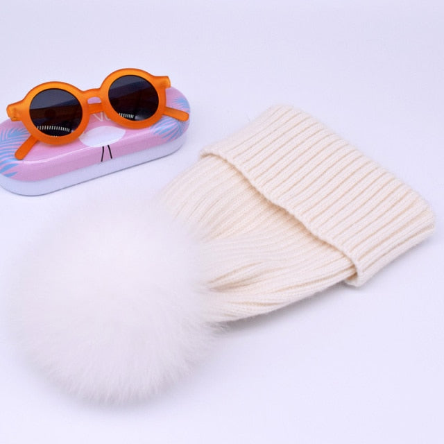 Fox Fur Pompom Hats