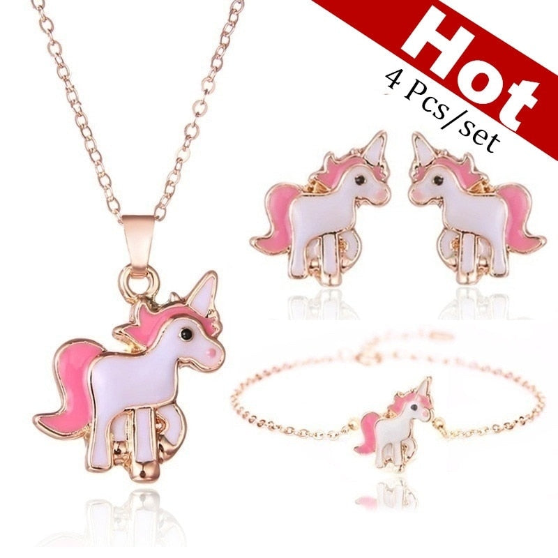 Unicorn Earrings and Necklace Set