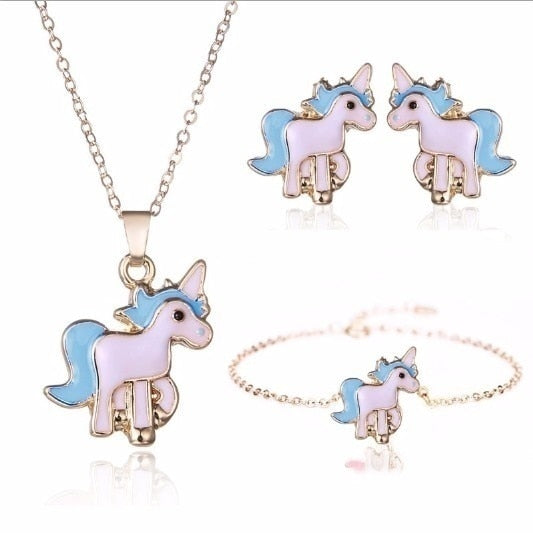 Unicorn Earrings and Necklace Set