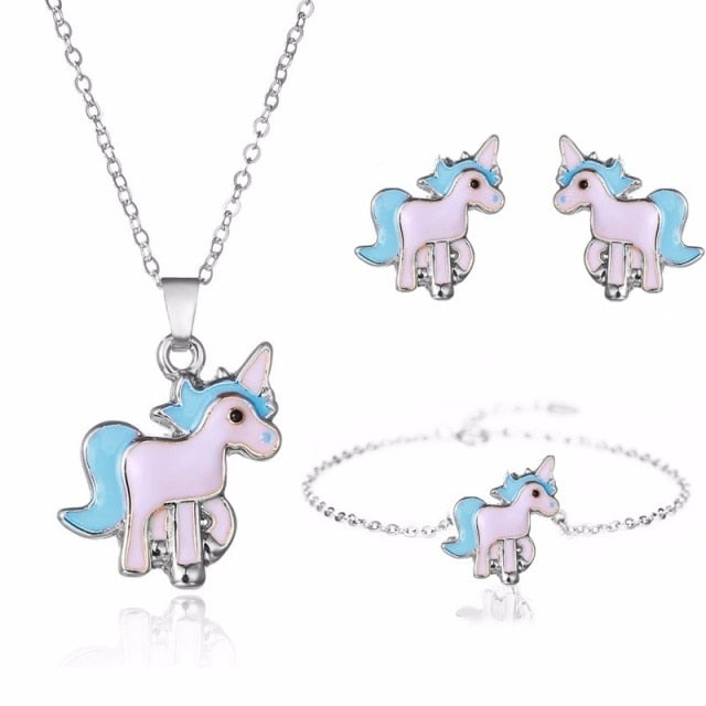 Unicorn Earrings and Necklace Set