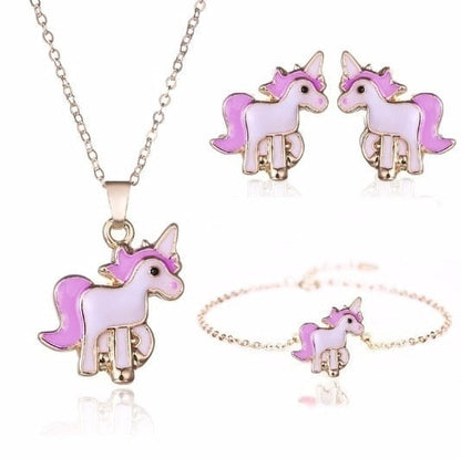 Unicorn Earrings and Necklace Set