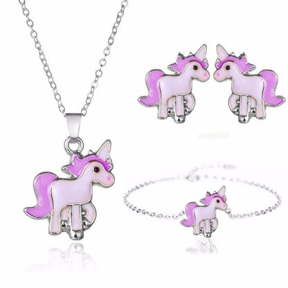 Unicorn Earrings and Necklace Set