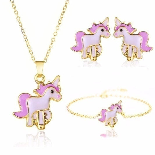 Unicorn Earrings and Necklace Set