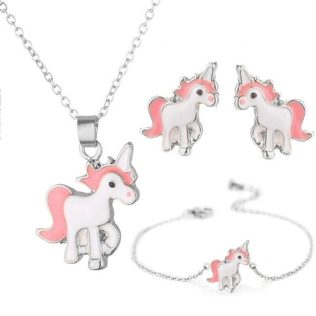 Unicorn Earrings and Necklace Set