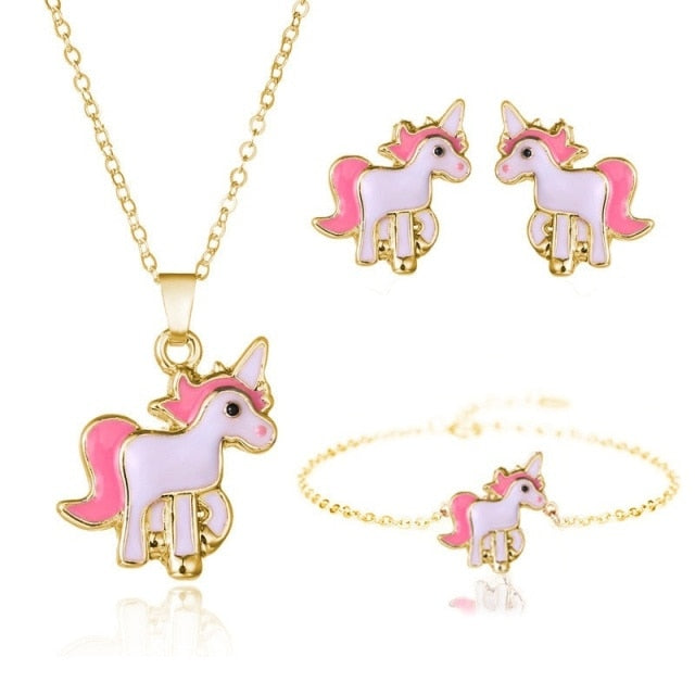 Unicorn Earrings and Necklace Set
