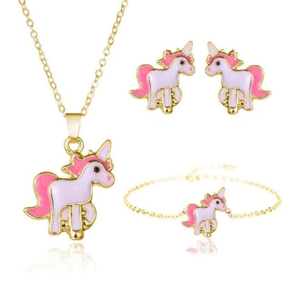 Unicorn Earrings and Necklace Set