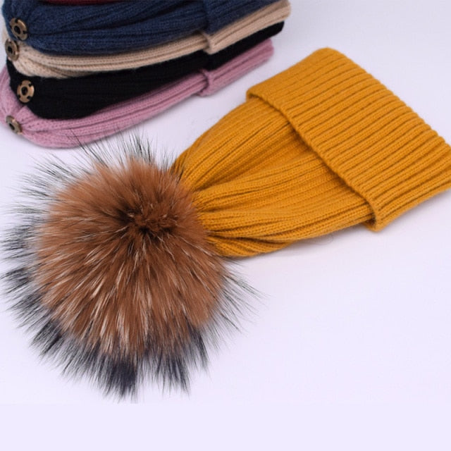 Fox Fur Pompom Hats