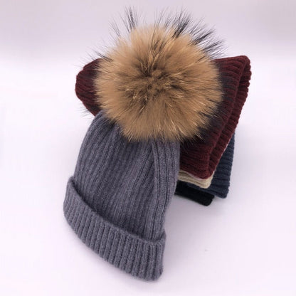 Fox Fur Pompom Hats