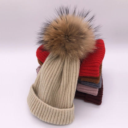 Fox Fur Pompom Hats
