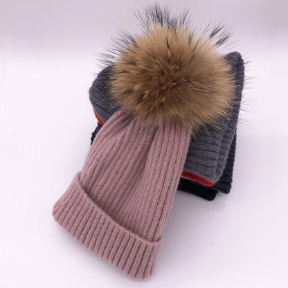 Fox Fur Pompom Hats
