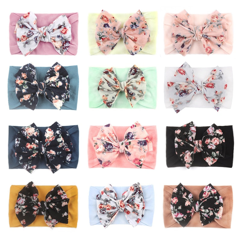 Elastic Printed Flower Kids Headband