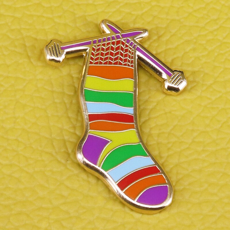 Rainbow Knitting Socks Badge