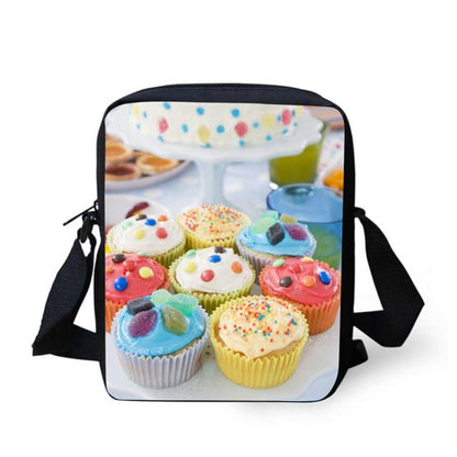 Unisex Cupcake Printing Messenger Bags