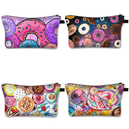 Donuts Ice Cream Candy Print Cosmetic Bag