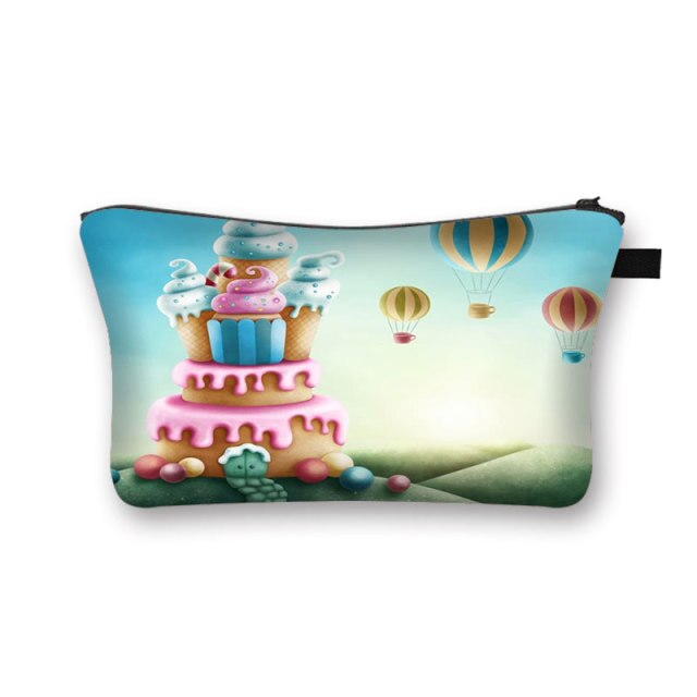 Donuts Ice Cream Candy Print Cosmetic Bag