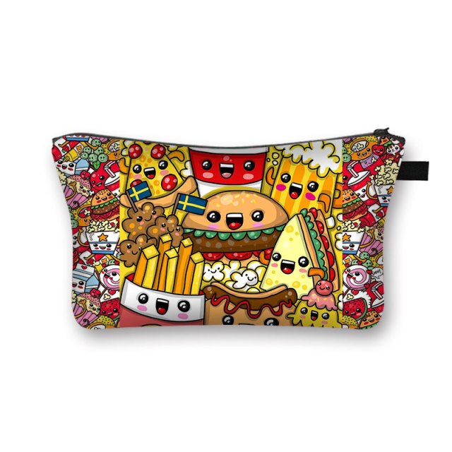 Donuts Ice Cream Candy Print Cosmetic Bag