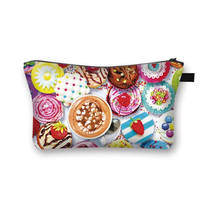 Donuts Ice Cream Candy Print Cosmetic Bag