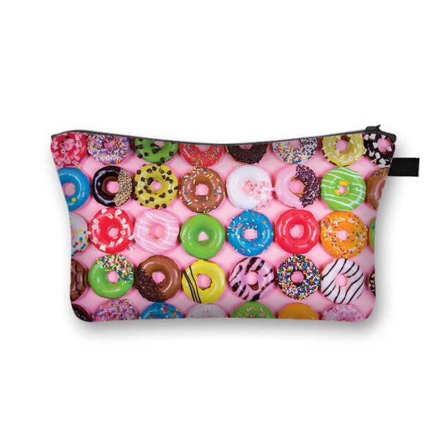 Donuts Ice Cream Candy Print Cosmetic Bag
