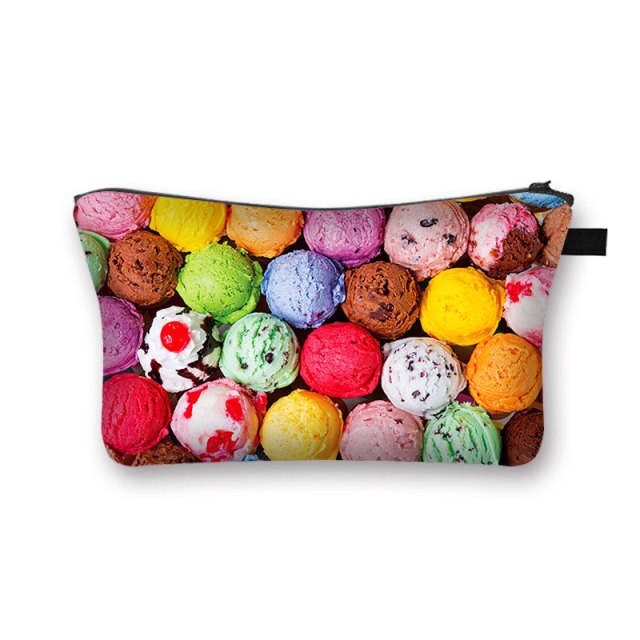Donuts Ice Cream Candy Print Cosmetic Bag