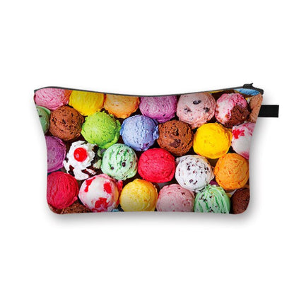 Donuts Ice Cream Candy Print Cosmetic Bag