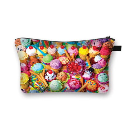 Donuts Ice Cream Candy Print Cosmetic Bag