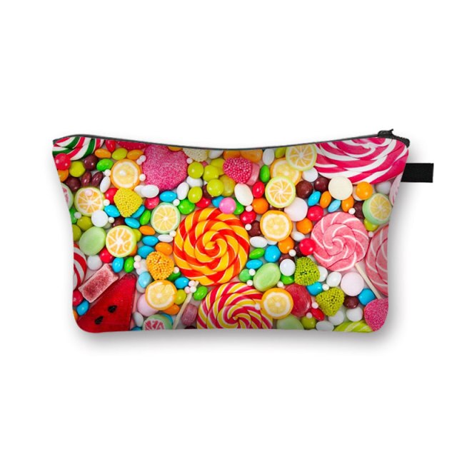 Donuts Ice Cream Candy Print Cosmetic Bag
