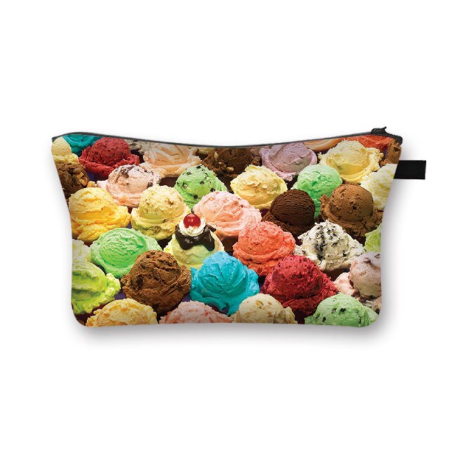 Donuts Ice Cream Candy Print Cosmetic Bag