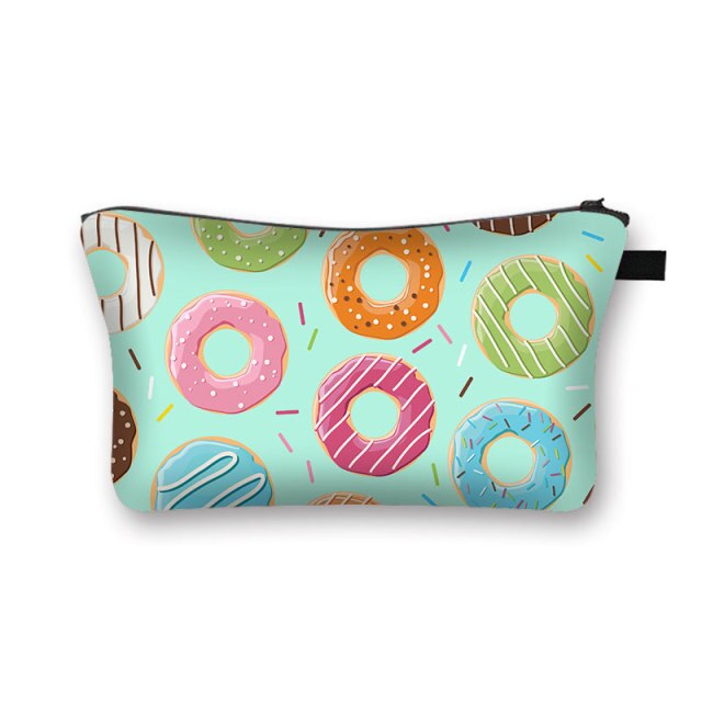 Donuts Ice Cream Candy Print Cosmetic Bag