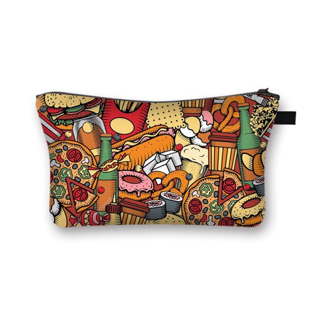 Donuts Ice Cream Candy Print Cosmetic Bag