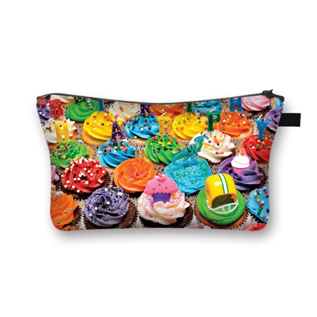 Donuts Ice Cream Candy Print Cosmetic Bag