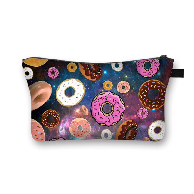 Donuts Ice Cream Candy Print Cosmetic Bag
