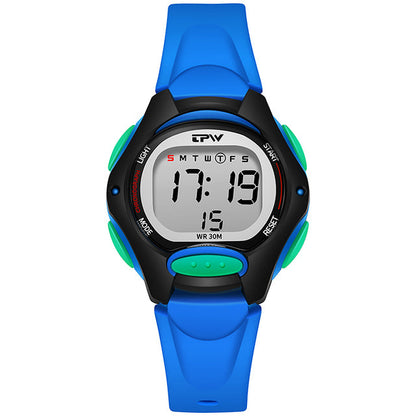 Multifunction Digital Girl's Watch With Pink Silicone Strap