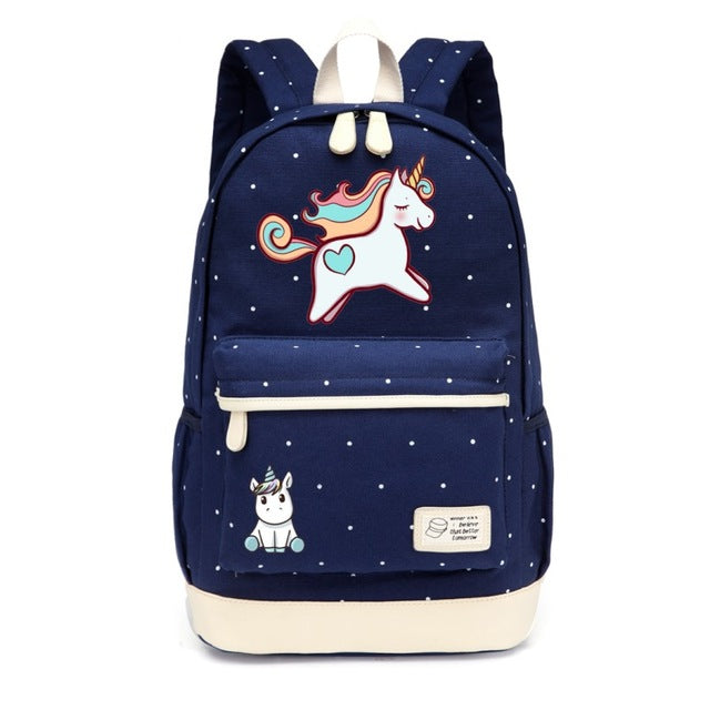 Leaping Unicorn Canvas Backpack