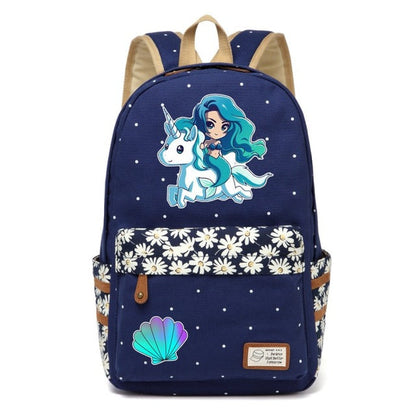 Unicorn + Mermaid Canvas Backpack